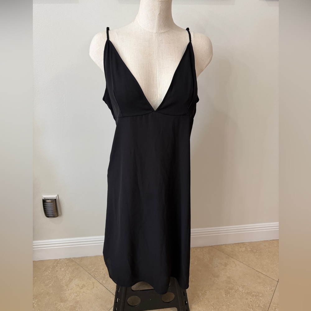 Proenza Schouler White Label Black Slip Midi Dress